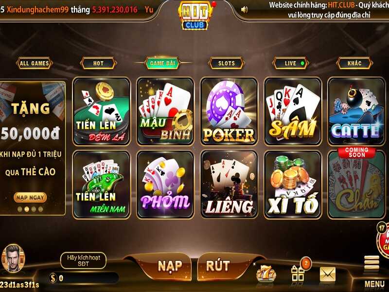 Nhiều trò chơi hấp dẫn có mặt tại cổng game Hitclub68